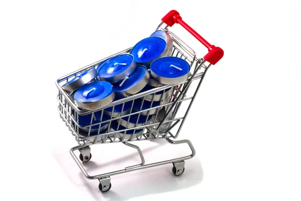 Basket with candles — Stock Photo, Image