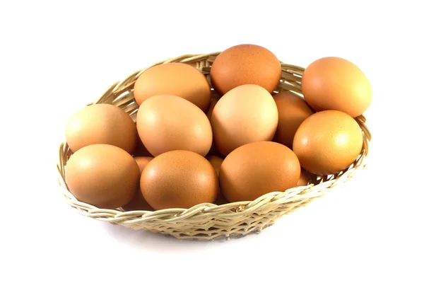 Chicken eggs in a bowl — Stock Photo, Image