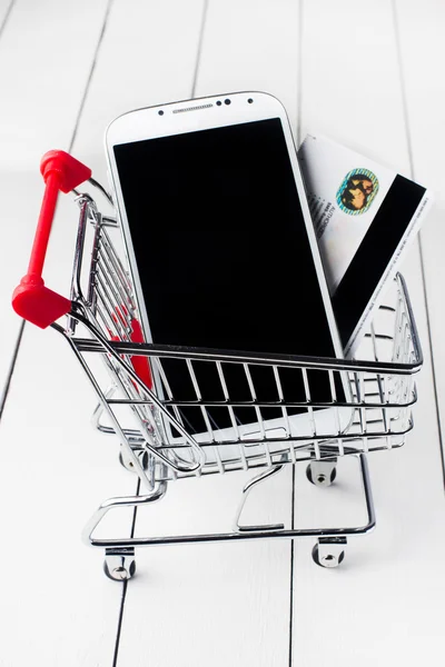 Teléfono en camión sobre fondo blanco — Foto de Stock