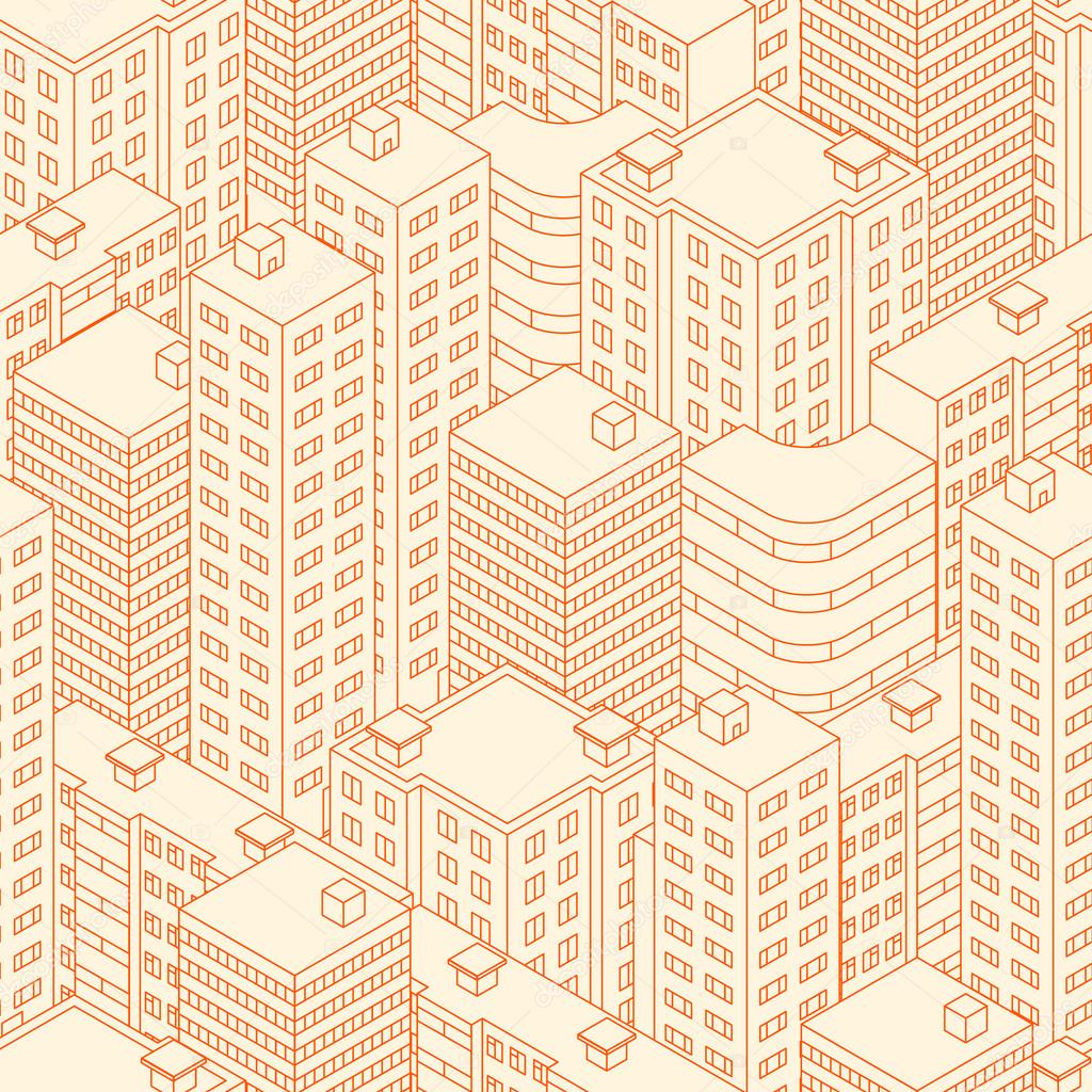 Abstract Seamless Pattern Isometric Building At Sunset Beige C Stock Vector Image By C Poganka06