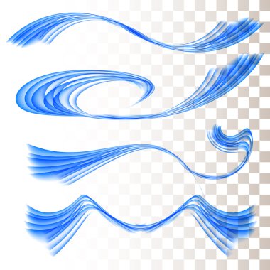 Saydam bir arka plan üzerinde soyut mavi dalga. D için bukleler