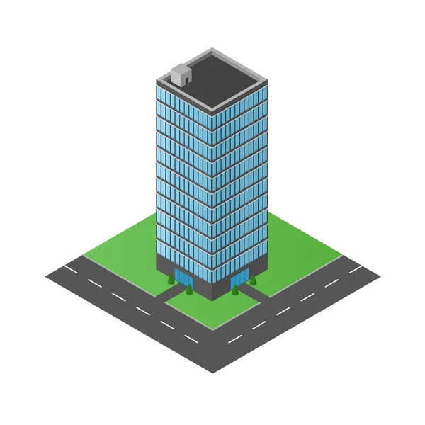 Edificio de vidrio alto. El centro de oficinas. Centro de negocios. Multi-s — Vector de stock