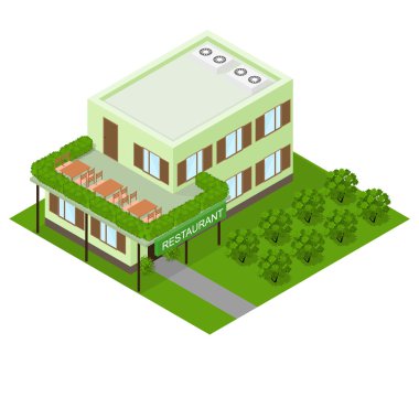 Yeşil vejetaryen restoranı. Düz biyometrik.