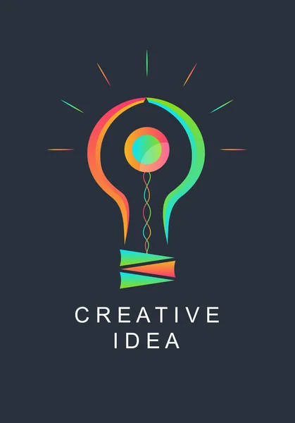 Una idea creativa. Bombilla abstracta. Colores brillantes . — Vector de stock