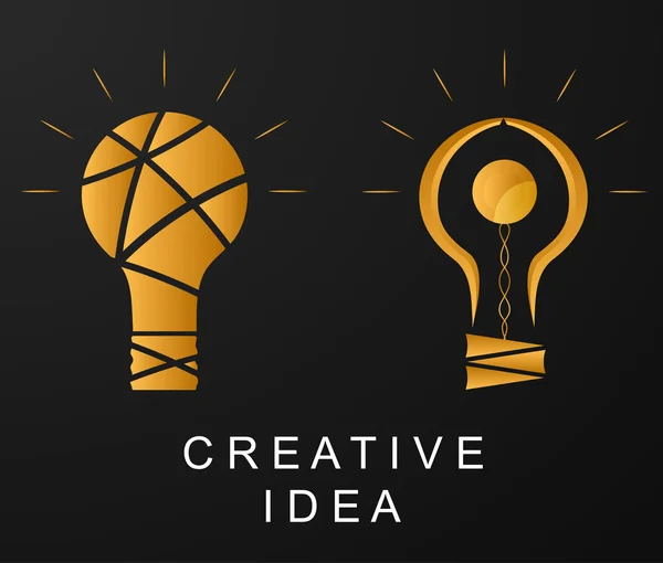 独創的なアイデア。抽象的な電球。ゴールド カラー. — ストックベクタ