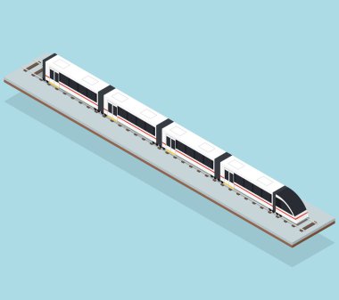 Şehir içi hızlı tren. Düz izometrik. 