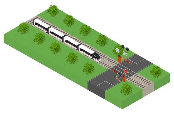 Snabb isometrisk modern tåg. Kollektivtrafik. — Stock vektor