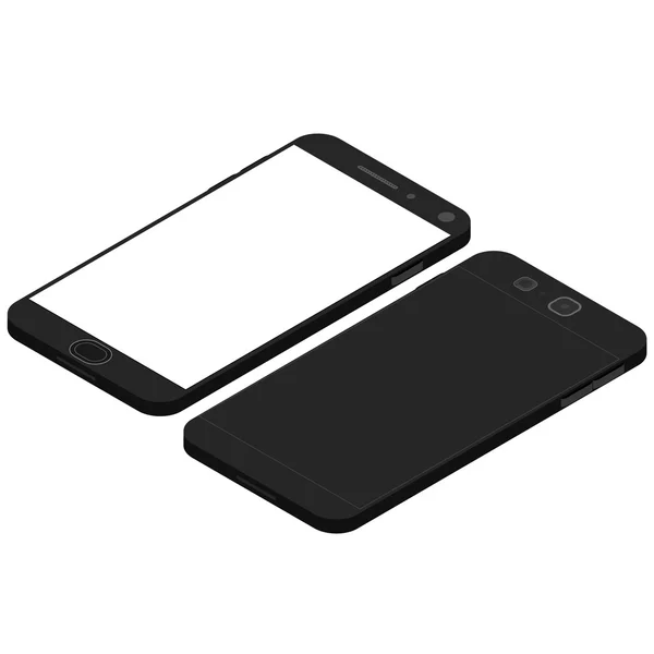 Smartphone negro con pantalla táctil blanca . — Vector de stock