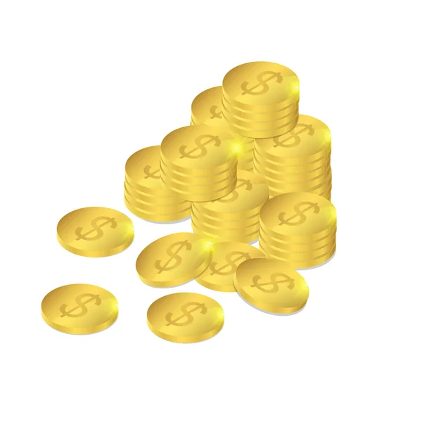 Gold coins in isometric. Foreign exchange savings. — Stock Vector