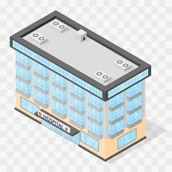 El edificio del hospital. isométrico plano . — Vector de stock