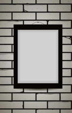 Grey Brick wall. Frame for photo or wishes.