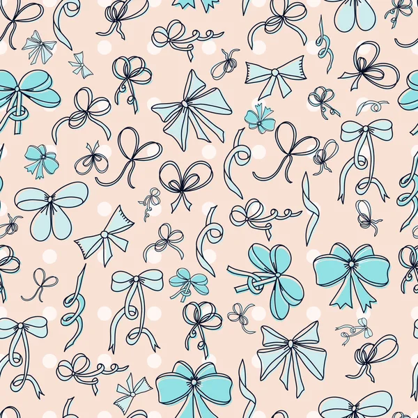 Seamless pattern with bows. Blue shades of colors.