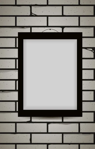 Graue Ziegelmauer. Rahmen für Foto oder Wünsche. — Stockvektor