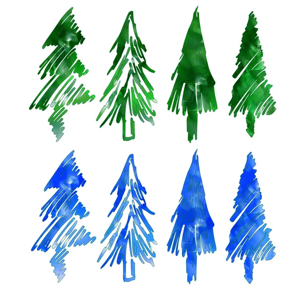 Christmas tree. Eight different firs. — ストックベクタ