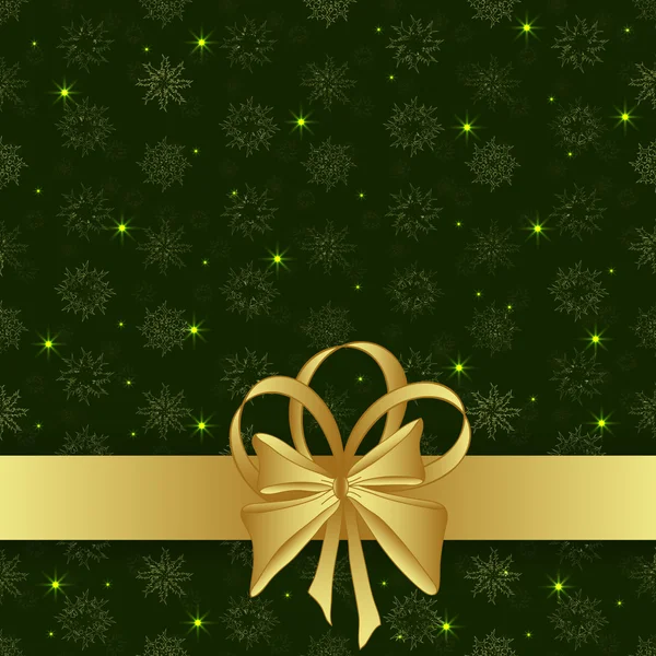 New year greeting card. Gold ribbon and bow. — Stockový vektor