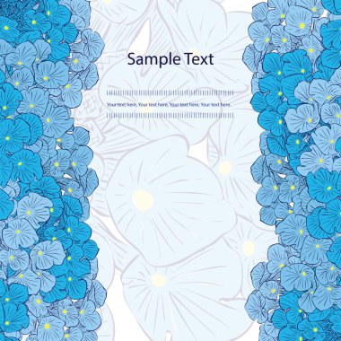 Floral background. Blue flowers. Vertical border.
