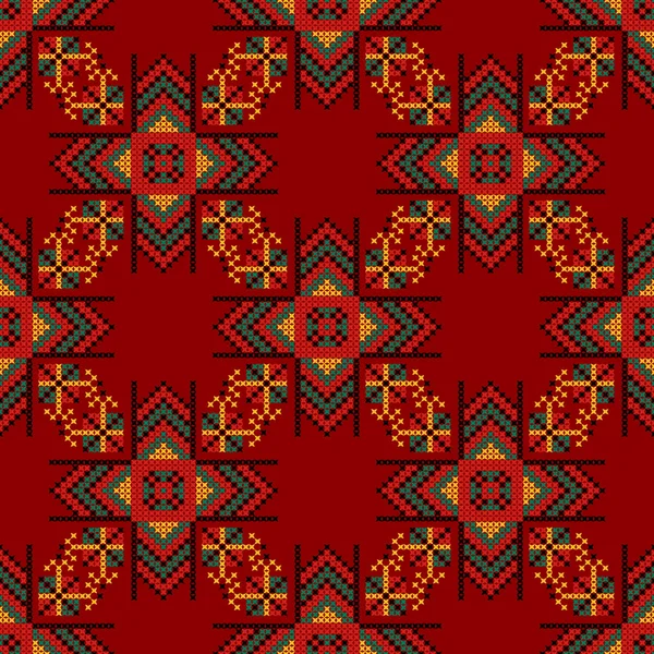 Seamless pattern. The cross-stitch. A bright background — Stok Vektör