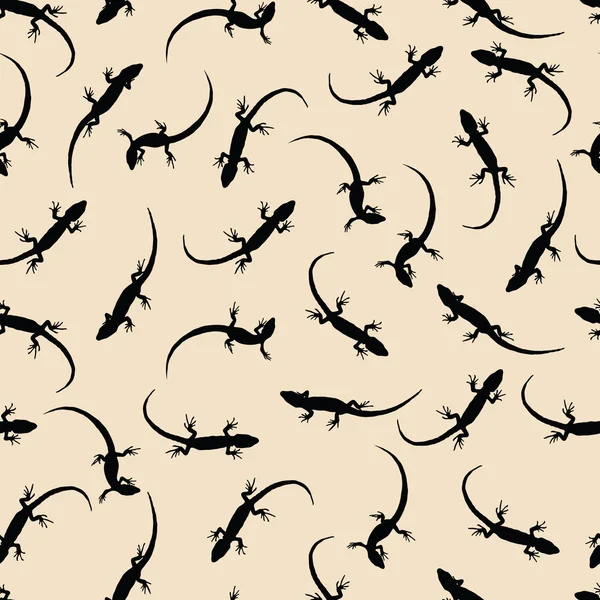Patrón sin costuras con lagartos. Siluetas negras de reptiles — Archivo Imágenes Vectoriales