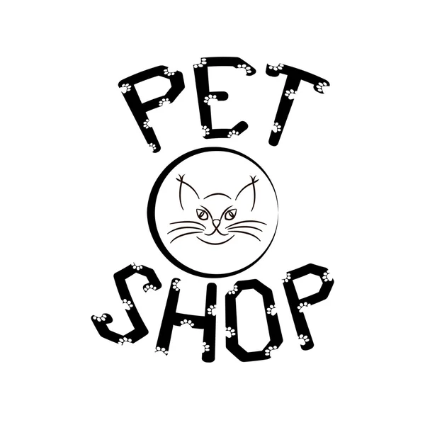 Pet Shop. Logo pro obchod. Kočičí tlamy. — Stockový vektor