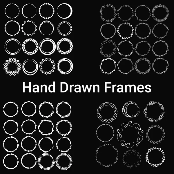 57 geschilderd wit frames. Een grote verzameling. — Stockvector