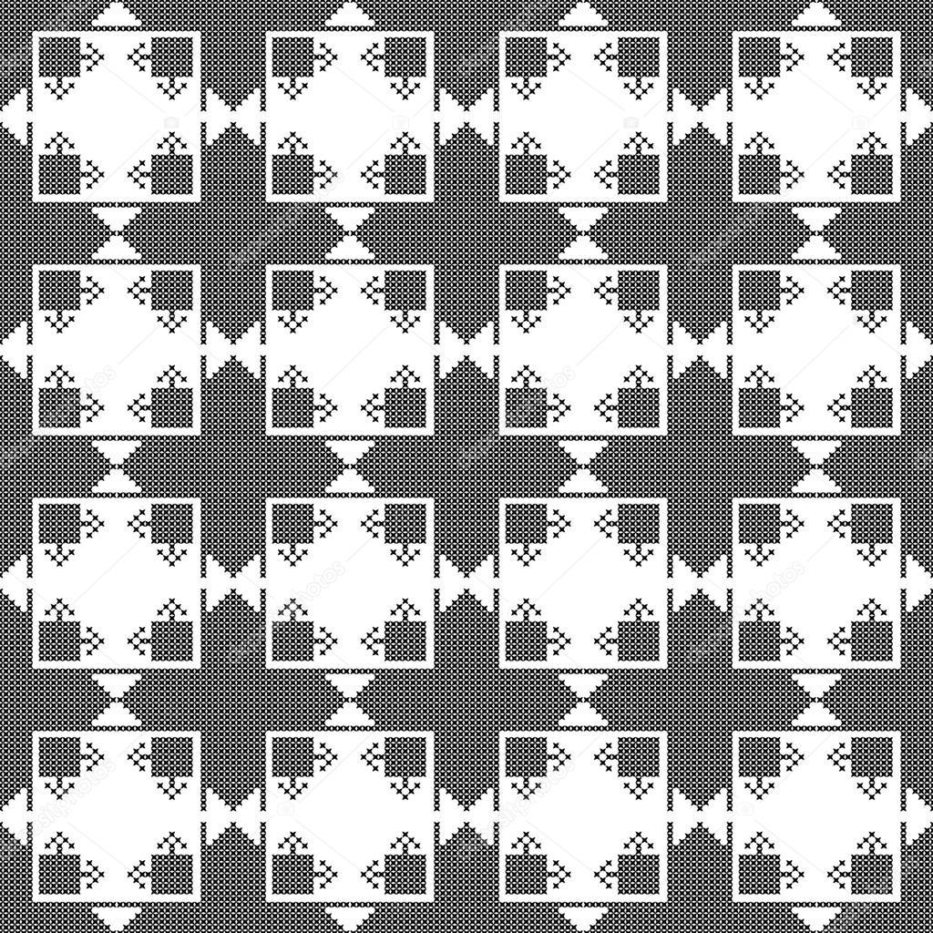 Black and white background. Symmetrical repetition.