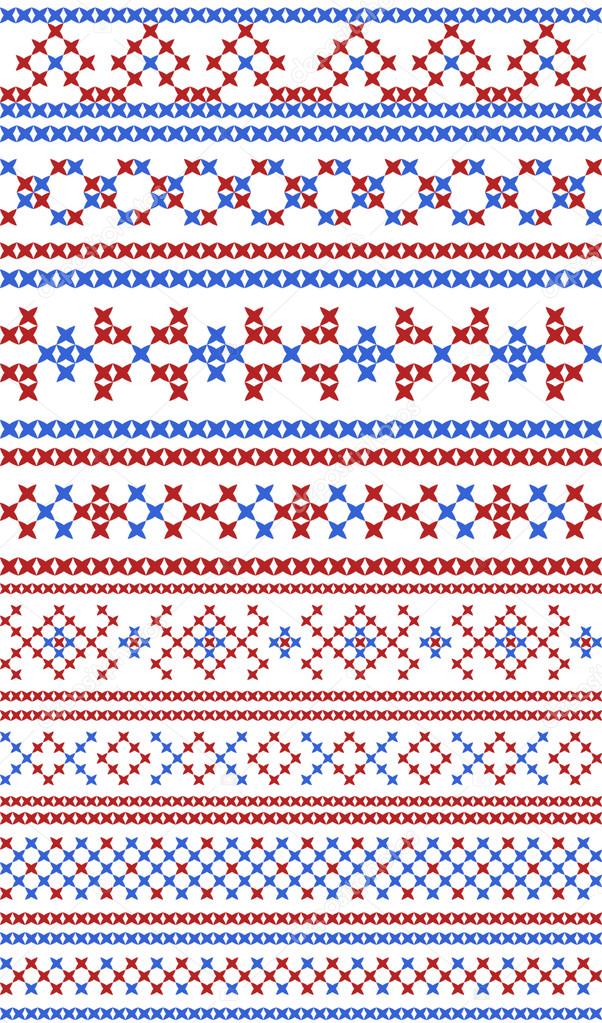 Russian traditional seamless patterns. The cross-stitch. 