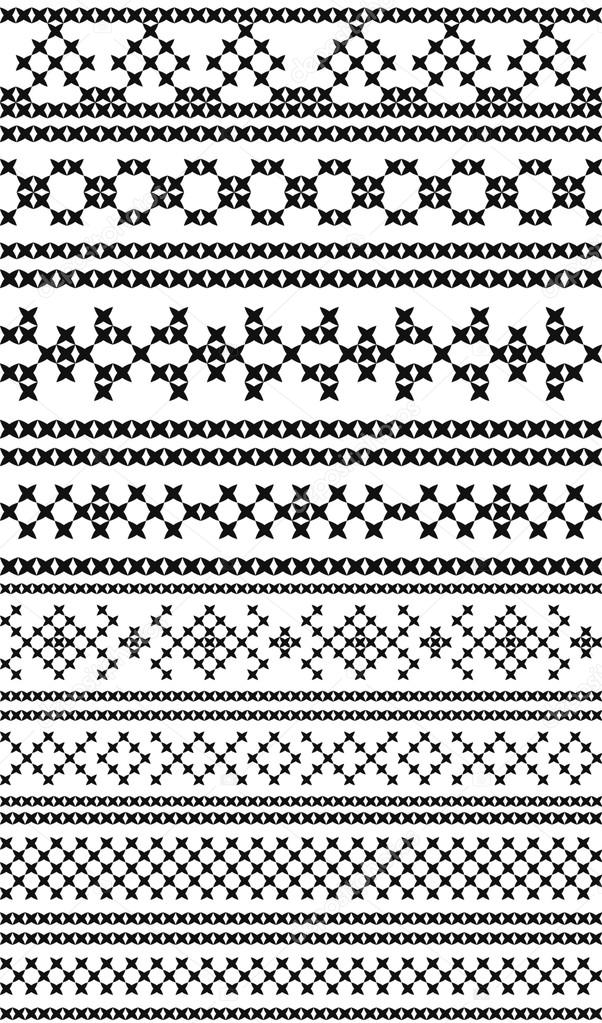 Russian traditional seamless patterns. The cross-stitch. Black c