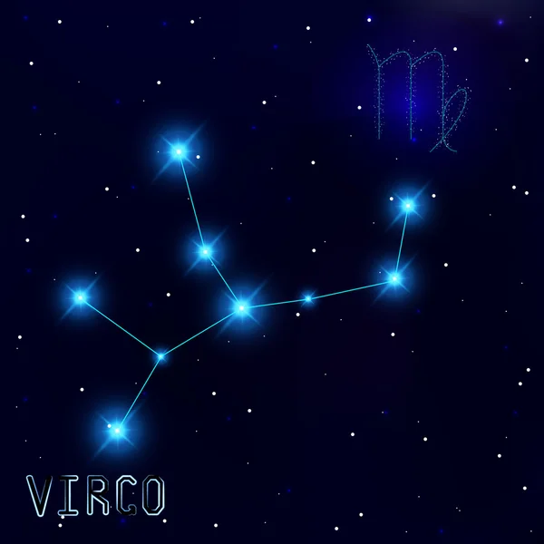 A Constelação da Virgem. Céu estrelado. Fundo azul escuro de — Vetor de Stock