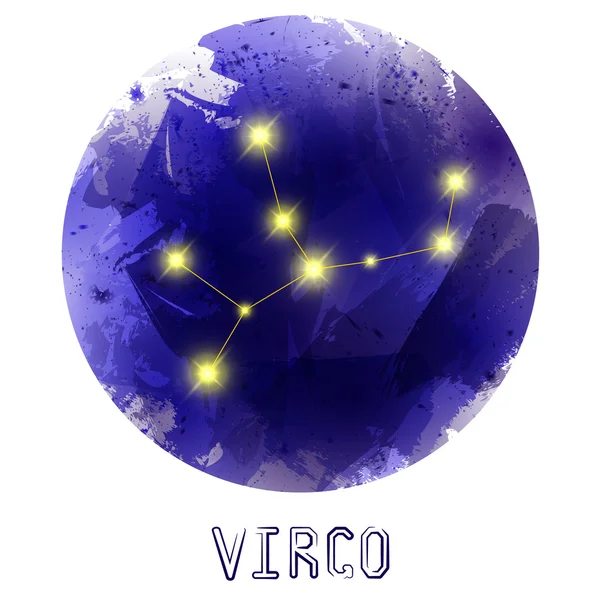 The Constellation Of Virgo. Starry sky. Dark watercolor backgrou — Stock Vector
