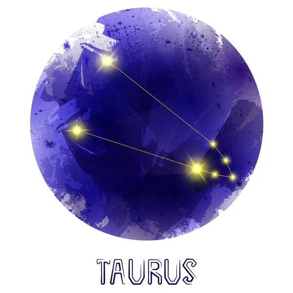 The Constellation Of Taurus. Starry sky. Dark watercolor backgro — Stockvector