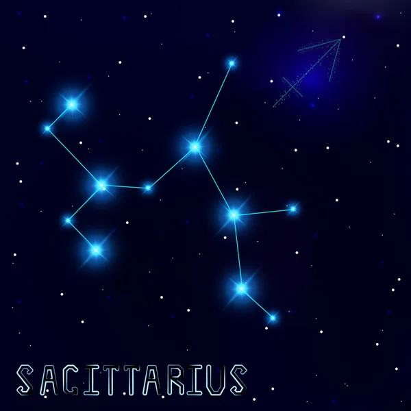 The Constellation Of Sagittarius. Starry sky. Dark blue backgrou — Stockvector