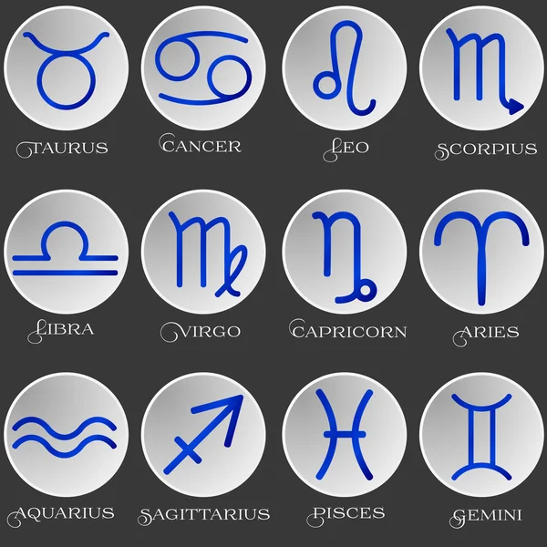 Os sinais do zodíaco. Os sinais astrológicos. Constelações — Vetor de Stock