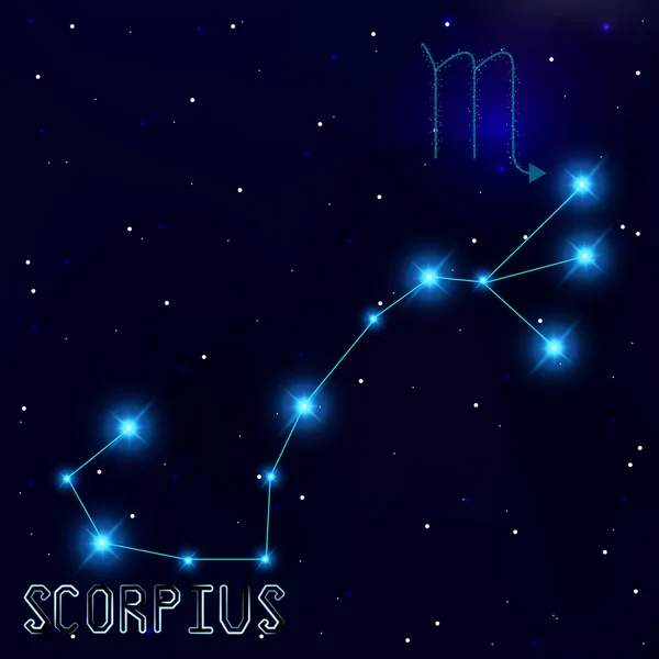 The Constellation Of Scorpius. Starry sky. Dark blue background — Stock Vector