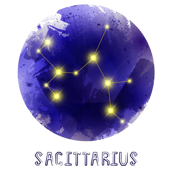 The Constellation Of Sagittarius. Starry sky. Dark watercolor ba — Stock Vector