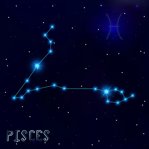 The Constellation Of Pisces. Starry sky. Dark blue background of — Stock Vector