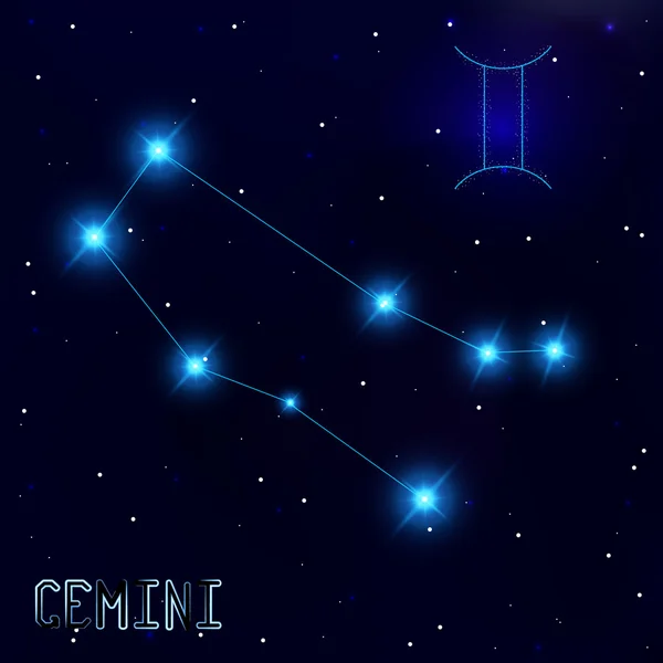 The Constellation Of Gemini. Starry sky. Dark blue background of — Stockvector