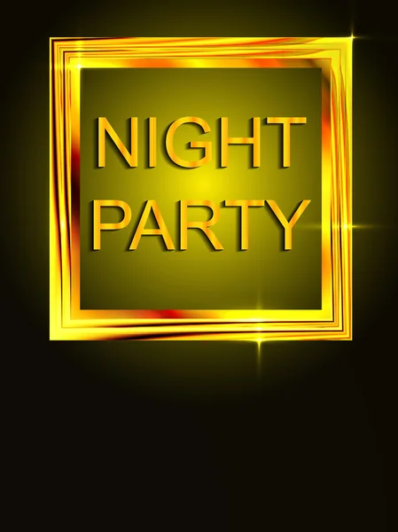 Night party. Vertical rectangle flyer for the night dancing. Gol — 스톡 벡터