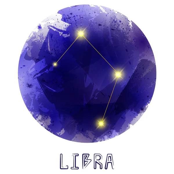 The Constellation Of Libra. Starry sky. Dark watercolor backgrou — Stok Vektör