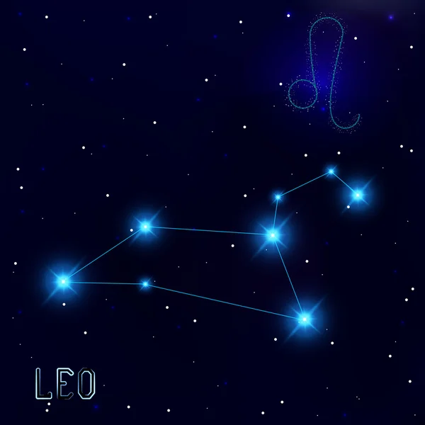 The Constellation Of Leo. Starry sky. Dark blue background of sp — Stock Vector