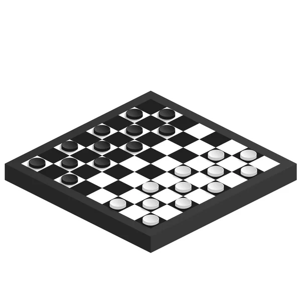 Tablero de ajedrez en perspectiva. Imagen isométrica de las damas . — Vector de stock