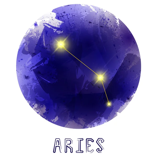 The Constellation Of Aries. Starry sky. Dark watercolor backgrou — Stok Vektör