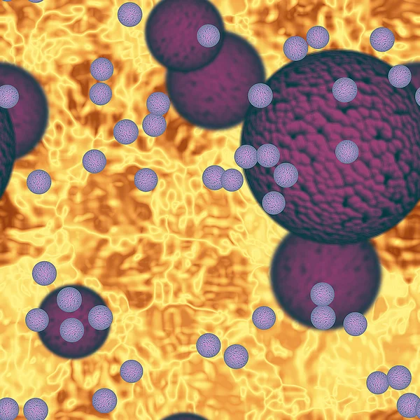 Органический фон с клетками крови и фиолетовыми вирусами, поражающими организм — стоковое фото