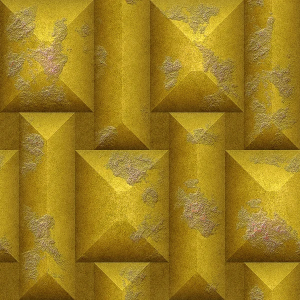 Soyut sorunsuz Rölyef mozaik desen altın çizilmiş piramit blok — Stok fotoğraf