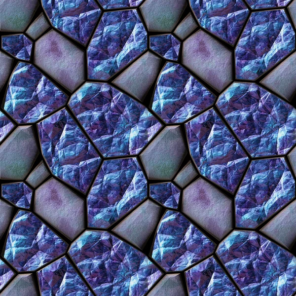 Patrón de relieve sin costura abstracto de piedras granuladas azules y púrpuras y cristales —  Fotos de Stock