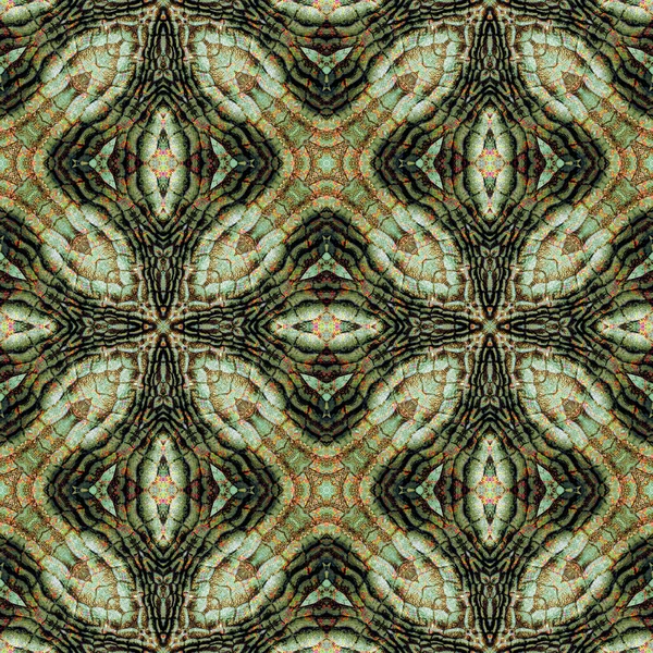 Patrón de reptil sin costura abstracto con textura de reptil vieira verde, marrón y rojo — Foto de Stock
