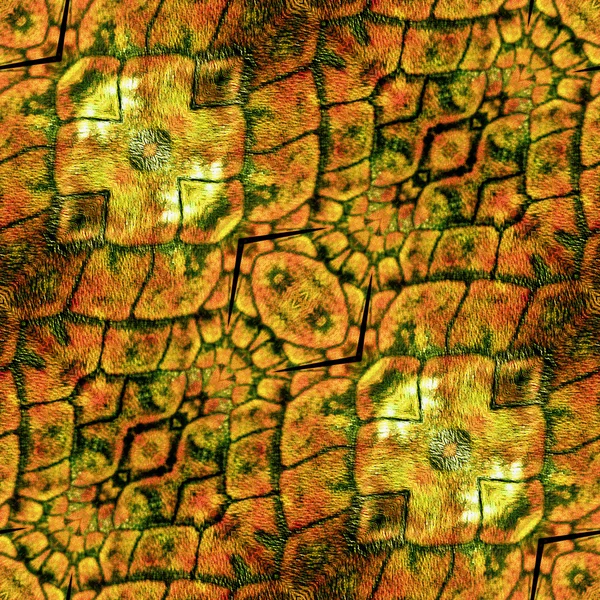 ゴールド、オレンジと茶色のヘビのスケール感と抽象のシームレスな大まかなパターン — ストック写真