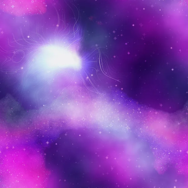Fond rose, bleu et violet abstrait ressemblant au ciel nocturne avec des étoiles et une comète — Photo