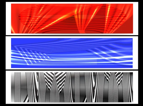 Plantilla de banner con gradientes abstractos, líneas borrosas y motivos geométricos — Vector de stock