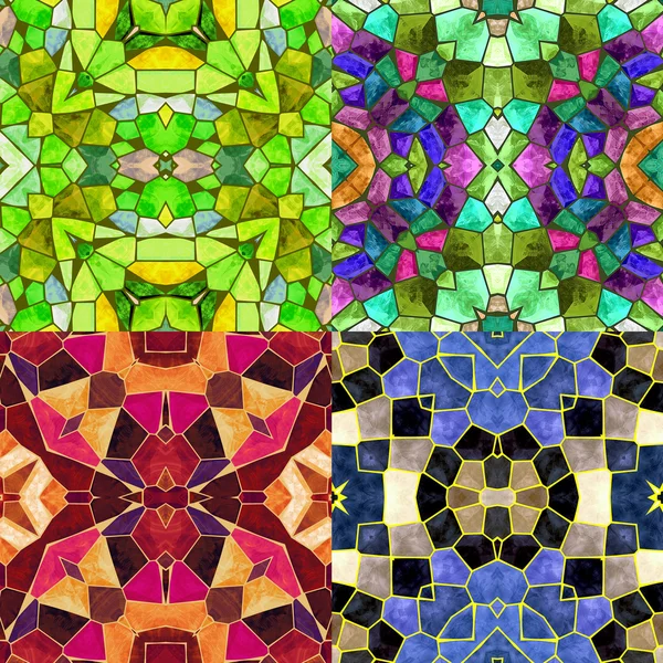 Abstract kaleidoscopic background of stained glass mosaic for four seasons — Stock Photo, Image