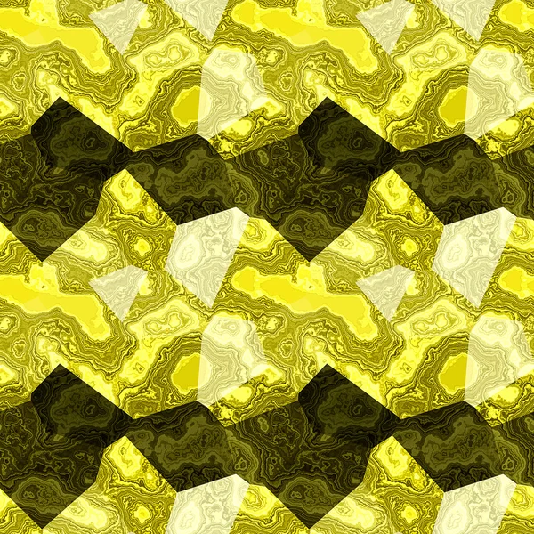Abstrakter, nahtloser gelber, weißer und schwarzer Marmorhintergrund mit polygonal gesprenkelten Mustern — Stockfoto